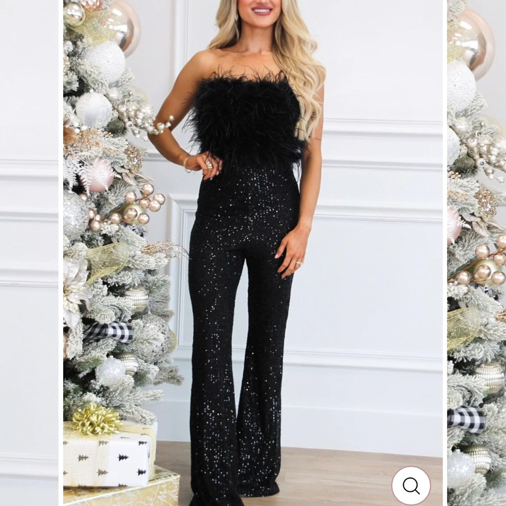 NWT Elegant Black Sequin Jumpsuit